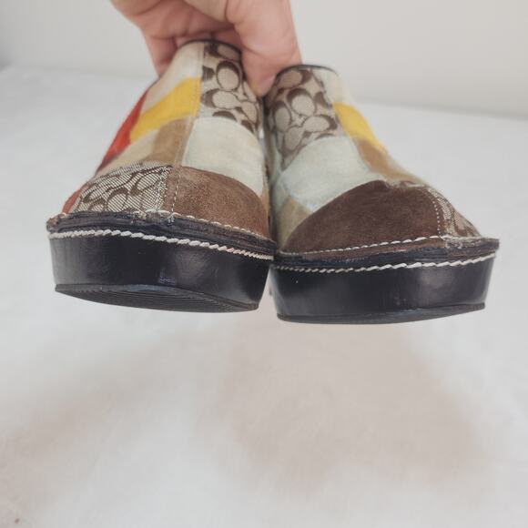 Vintage Y2k Coach Patchwork Set Shoes 8 Mules Heels Bucket Hat Wallet Wristlet - Picture 7 of 14